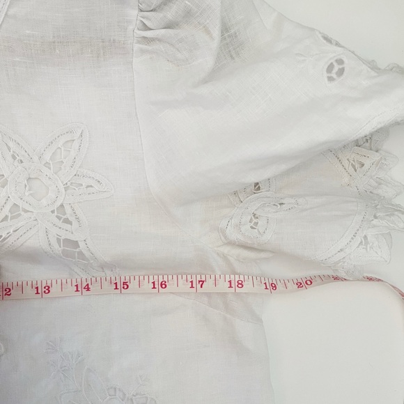 Rebecca Taylor Terri Top Embroidered Blouse Linen White Medium Milk - Picture 11 of 11